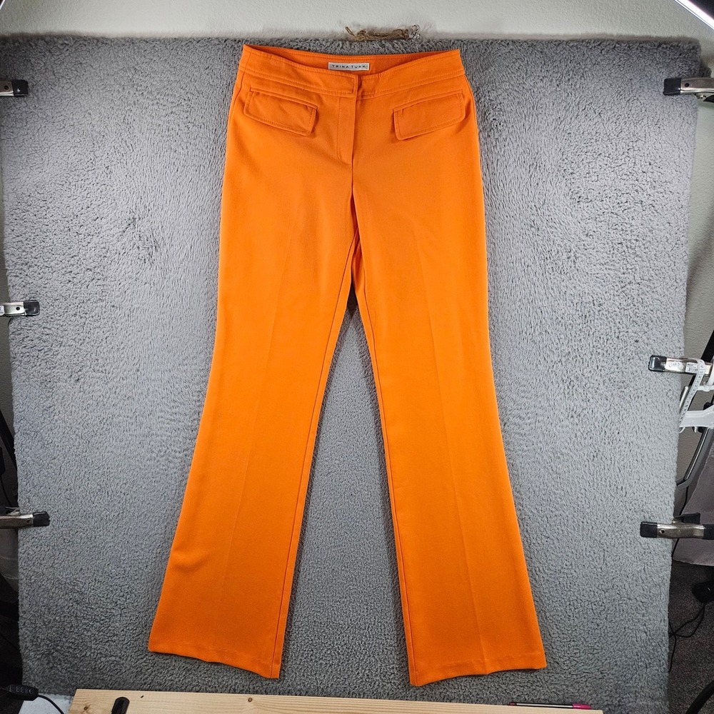 Trina Turk Vibrant Orange Knit Flared Trousers